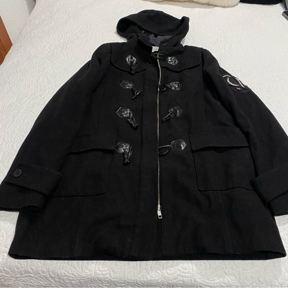 Wool blend winter coat toggle button and zip up closure - Picture 1 of 10